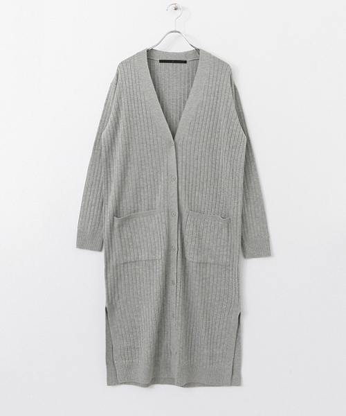 KBF+（ケービーエフプラス）の「KBF+ ロングリブカーディガン（カーディガン/ボレロ・レディース・グレー/ネイビー/ベージュ・ONE）」の9枚目の写真