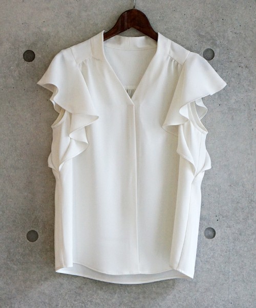 laboratory work(ラボラトリーワーク)の「フレアスリーブ ブラウス(シャツ/ブラウス・レディース・オフホワイト/ラベンダー/ネイビー・MEDIUM)」の1枚目の写真