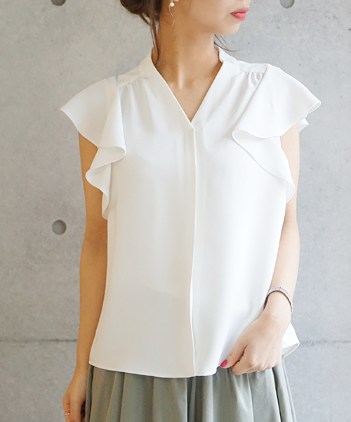 laboratory work(ラボラトリーワーク)の「フレアスリーブ ブラウス(シャツ/ブラウス・レディース・オフホワイト/ラベンダー/ネイビー・MEDIUM)」の4枚目の写真