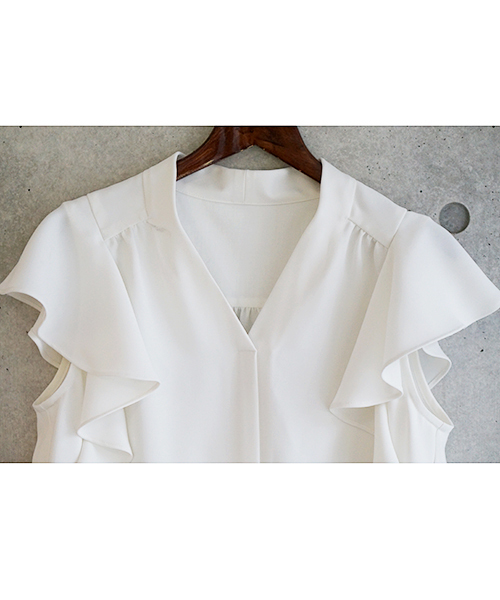 laboratory work(ラボラトリーワーク)の「フレアスリーブ ブラウス(シャツ/ブラウス・レディース・オフホワイト/ラベンダー/ネイビー・MEDIUM)」の8枚目の写真