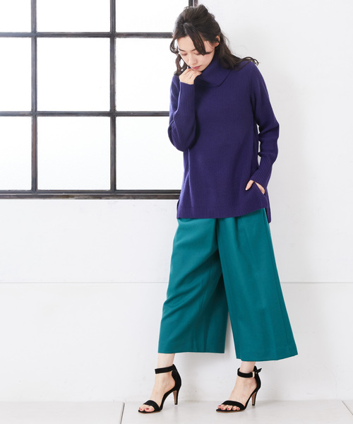 RIVE DROITE（リヴドロワ）の「片畦タートルチュニック（ニット/セーター・レディース・ライトベージュ/ネイビー/オレンジ・FREE）」の8枚目の写真