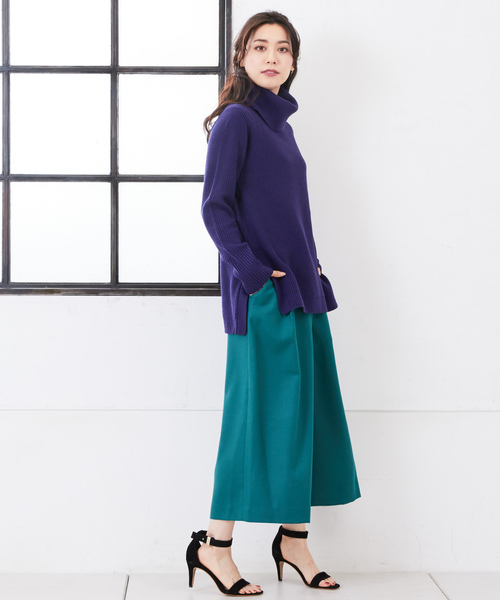 RIVE DROITE（リヴドロワ）の「片畦タートルチュニック（ニット/セーター・レディース・ライトベージュ/ネイビー/オレンジ・FREE）」の9枚目の写真