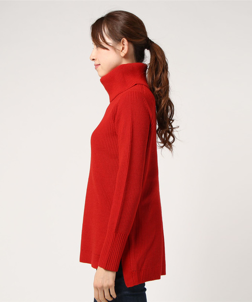 RIVE DROITE（リヴドロワ）の「片畦タートルチュニック（ニット/セーター・レディース・ライトベージュ/ネイビー/オレンジ・FREE）」の5枚目の写真