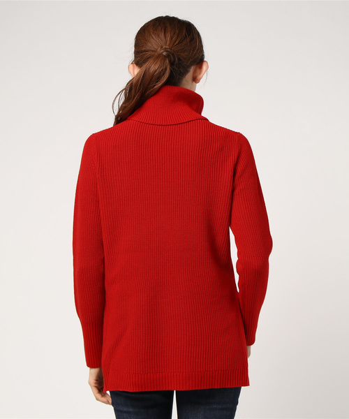 RIVE DROITE（リヴドロワ）の「片畦タートルチュニック（ニット/セーター・レディース・ライトベージュ/ネイビー/オレンジ・FREE）」の4枚目の写真