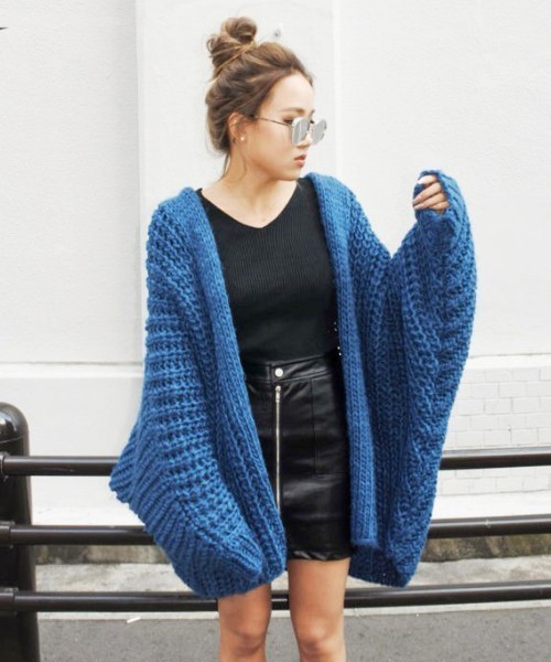 EGOIST（エゴイスト）の「ローゲージドルマンスリーブニットカーデ（カーディガン/ボレロ・レディース・ベージュ/グレー/ブルー・FREE）」の3枚目の写真
