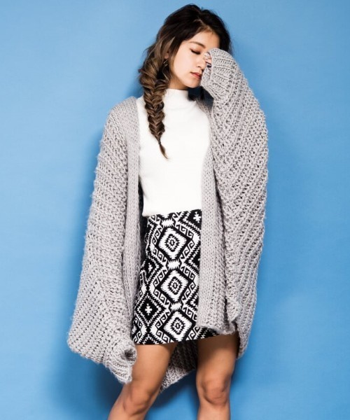 EGOIST（エゴイスト）の「ローゲージドルマンスリーブニットカーデ（カーディガン/ボレロ・レディース・ベージュ/グレー/ブルー・FREE）」の12枚目の写真