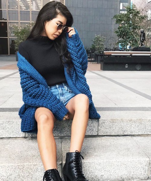 EGOIST（エゴイスト）の「ローゲージドルマンスリーブニットカーデ（カーディガン/ボレロ・レディース・ベージュ/グレー/ブルー・FREE）」の8枚目の写真