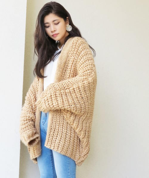 EGOIST（エゴイスト）の「ローゲージドルマンスリーブニットカーデ（カーディガン/ボレロ・レディース・ベージュ/グレー/ブルー・FREE）」の10枚目の写真