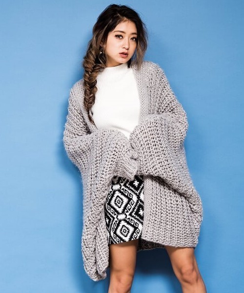 EGOIST（エゴイスト）の「ローゲージドルマンスリーブニットカーデ（カーディガン/ボレロ・レディース・ベージュ/グレー/ブルー・FREE）」の11枚目の写真