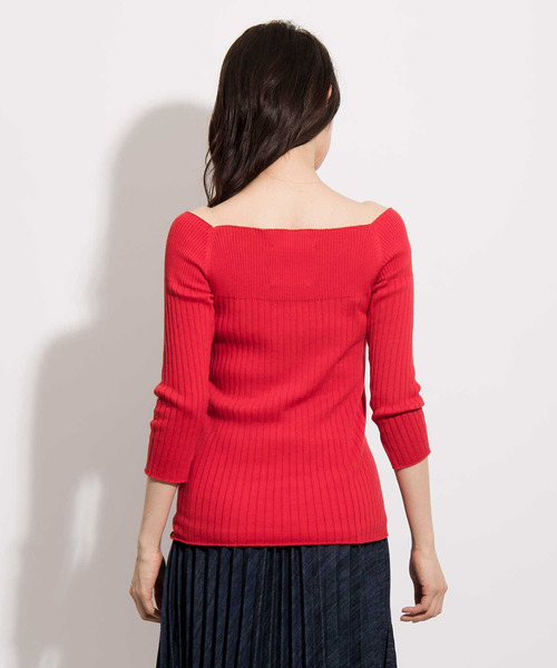 The Virgnia(ザ ヴァージニア)の「変形リブスクエアネックニット(ニット/セーター・レディース・ネイビー/レッド/オフホワイト・FREE)」の7枚目の写真