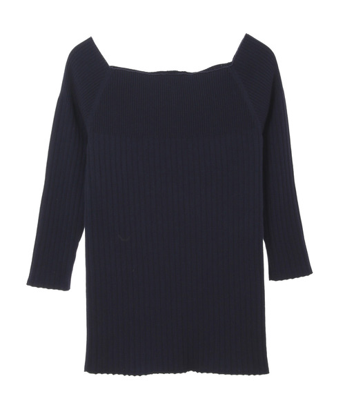 The Virgnia(ザ ヴァージニア)の「変形リブスクエアネックニット(ニット/セーター・レディース・ネイビー/レッド/オフホワイト・FREE)」の4枚目の写真