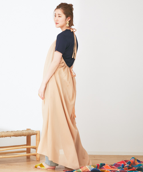 Abahouse Devinette(ドゥヴィネット)の「ギャザードロストマキシワンピース(ワンピース・レディース・ベージュ/レッド/マルチ・FREE)」の13枚目の写真