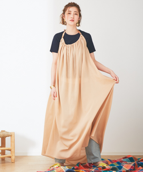 Abahouse Devinette(ドゥヴィネット)の「ギャザードロストマキシワンピース(ワンピース・レディース・ベージュ/レッド/マルチ・FREE)」の14枚目の写真