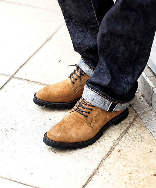 MR.OLIVE(ミスターオリーブ)の「WATER PROOF GOAT SUEDE LEATHER / VIBRAM TANK SOLE POSTMAN SHOES(ブーツ・メンズ・ブラック/キャメル・SMALL/MEDIUM/LARGE)」の2枚目の写真