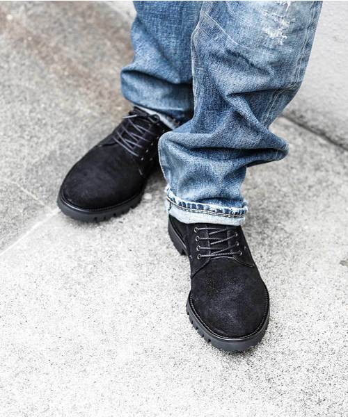 MR.OLIVE(ミスターオリーブ)の「WATER PROOF GOAT SUEDE LEATHER / VIBRAM TANK SOLE POSTMAN SHOES(ブーツ・メンズ・ブラック/キャメル・SMALL/MEDIUM/LARGE)」の3枚目の写真