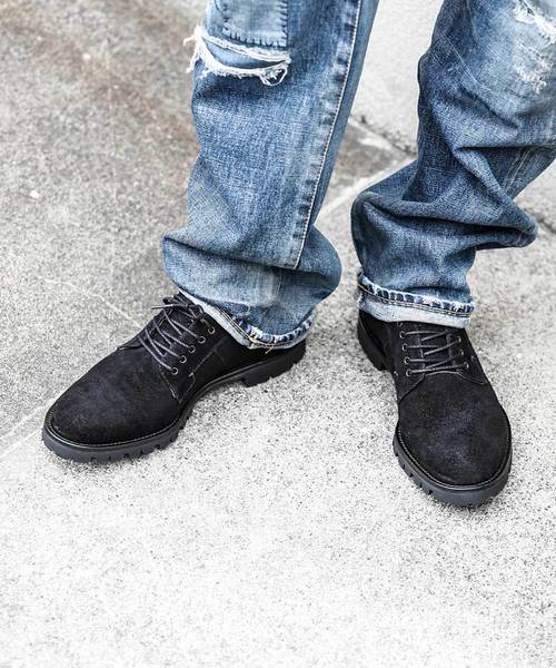 MR.OLIVE(ミスターオリーブ)の「WATER PROOF GOAT SUEDE LEATHER / VIBRAM TANK SOLE POSTMAN SHOES(ブーツ・メンズ・ブラック/キャメル・SMALL/MEDIUM/LARGE)」の4枚目の写真