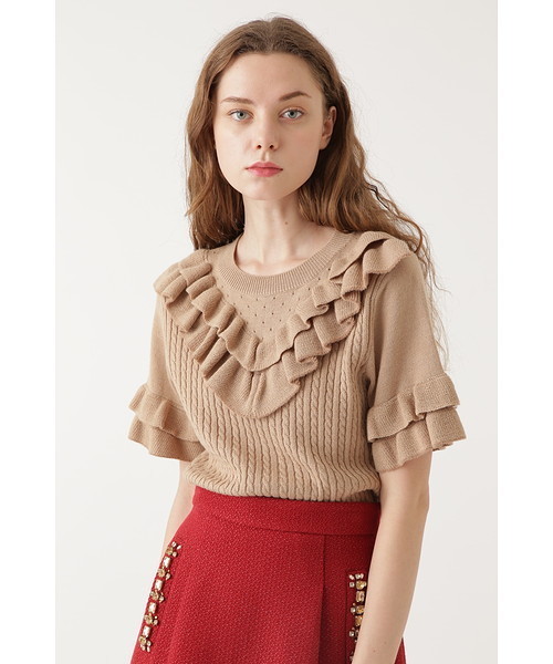 JILL STUART（ジルスチュアート）の「◆スティーナラッフルニット（ニット/セーター・レディース・ホワイト/ベージュ/ピンク/グレー・FREE）」の3枚目の写真