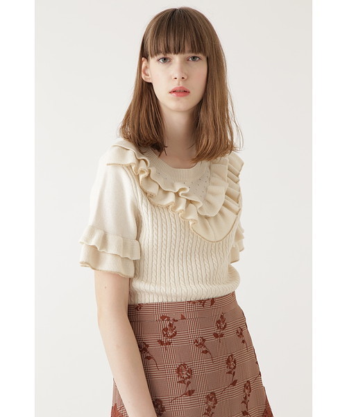 JILL STUART（ジルスチュアート）の「◆スティーナラッフルニット（ニット/セーター・レディース・ホワイト/ベージュ/ピンク/グレー・FREE）」の2枚目の写真