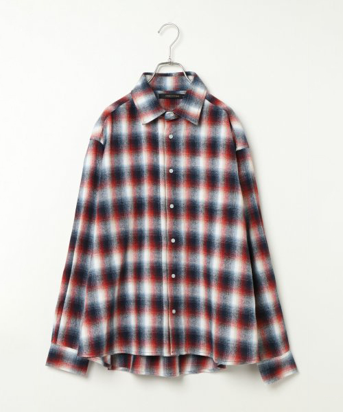 VENCEEXCHANGE(ヴァンスエクスチェンジ)の「ドロップショルダーチェックシャツ(シャツ/ブラウス・メンズ・レッド/グリーン・M/L)」の6枚目の写真