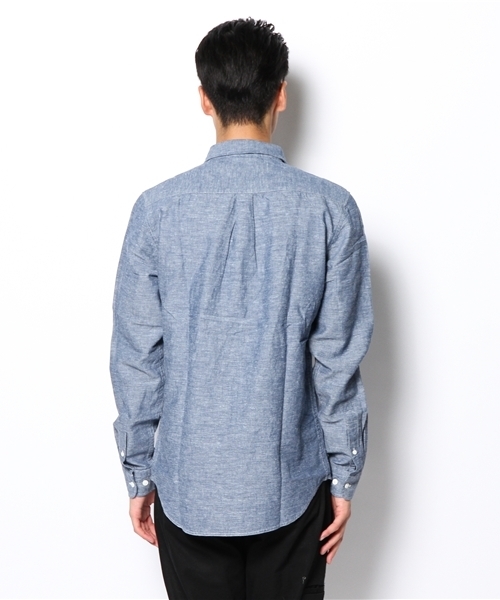 WEGO（ウィゴー）の「WEGO/メランジダンガリーシャツ（シャツ/ブラウス・メンズ・ホワイト系その他/ホワイト/ネイビー/レッド・LARGE/MEDIUM）」の7枚目の写真