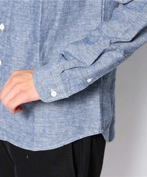 WEGO（ウィゴー）の「WEGO/メランジダンガリーシャツ（シャツ/ブラウス・メンズ・ホワイト系その他/ホワイト/ネイビー/レッド・LARGE/MEDIUM）」の9枚目の写真