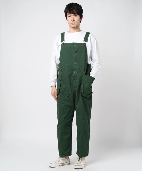 チャイハネ（チャイハネ）の「【チャイハネ】無地コットンMEN'Sサロペット（サロペット/オーバーオール・メンズ・ネイビー/カーキ・FREE）」の3枚目の写真