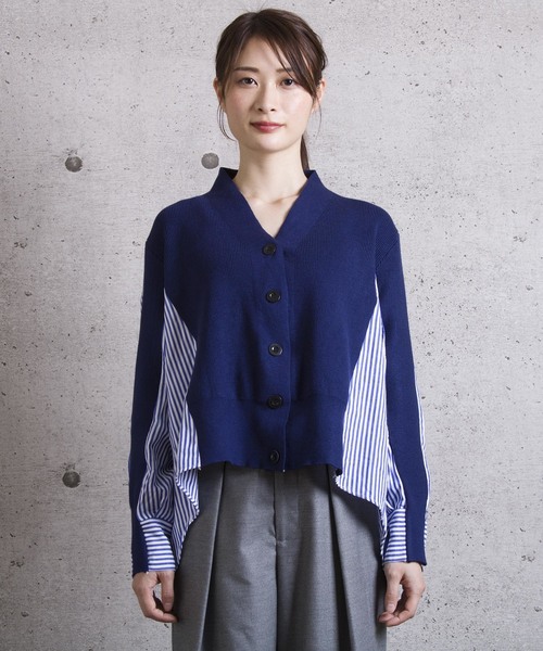 LUGG NAGG(ラグナグ)の「【Jewelobe/ ジュエローブ】 ニット切替デザインシャツ(シャツ/ブラウス・レディース・ブラック/ネイビー/グレー・FREE)」の6枚目の写真