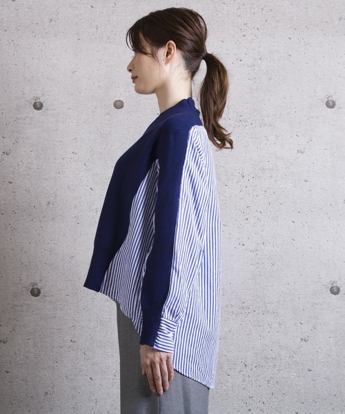 LUGG NAGG(ラグナグ)の「【Jewelobe/ ジュエローブ】 ニット切替デザインシャツ(シャツ/ブラウス・レディース・ブラック/ネイビー/グレー・FREE)」の10枚目の写真