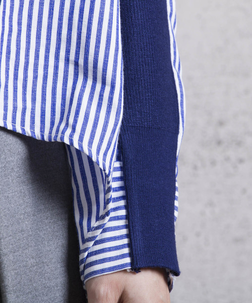 LUGG NAGG(ラグナグ)の「【Jewelobe/ ジュエローブ】 ニット切替デザインシャツ(シャツ/ブラウス・レディース・ブラック/ネイビー/グレー・FREE)」の8枚目の写真