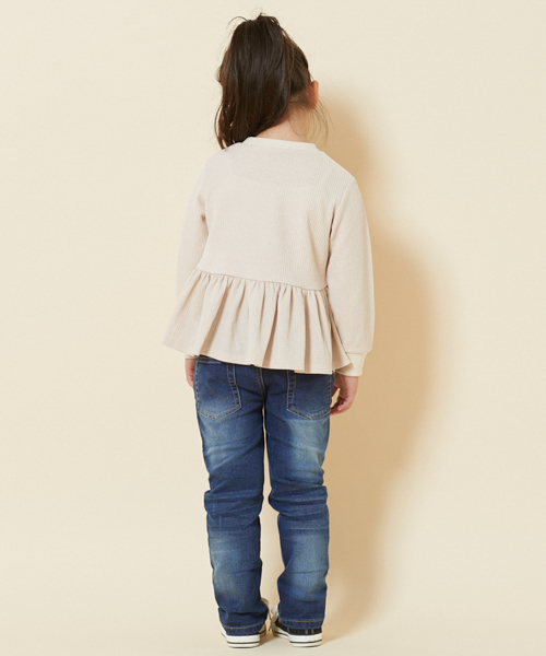 PairPair（ペアペア）の「ワッフルペプラムトップス（Tシャツ/カットソー・キッズ・カーキ/アイボリー・M(115-130)/S(100-115)）」の5枚目の写真