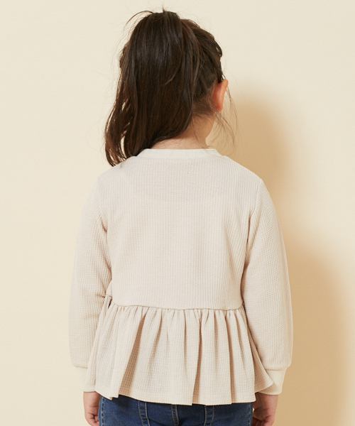 PairPair（ペアペア）の「ワッフルペプラムトップス（Tシャツ/カットソー・キッズ・カーキ/アイボリー・M(115-130)/S(100-115)）」の8枚目の写真