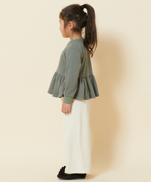 PairPair（ペアペア）の「ワッフルペプラムトップス（Tシャツ/カットソー・キッズ・カーキ/アイボリー・M(115-130)/S(100-115)）」の10枚目の写真