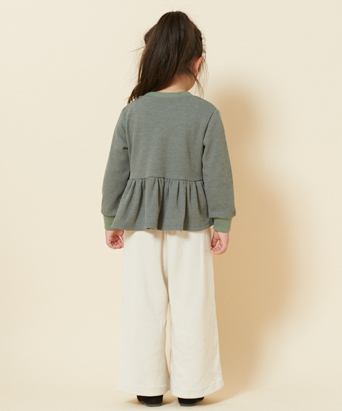 PairPair（ペアペア）の「ワッフルペプラムトップス（Tシャツ/カットソー・キッズ・カーキ/アイボリー・M(115-130)/S(100-115)）」の11枚目の写真