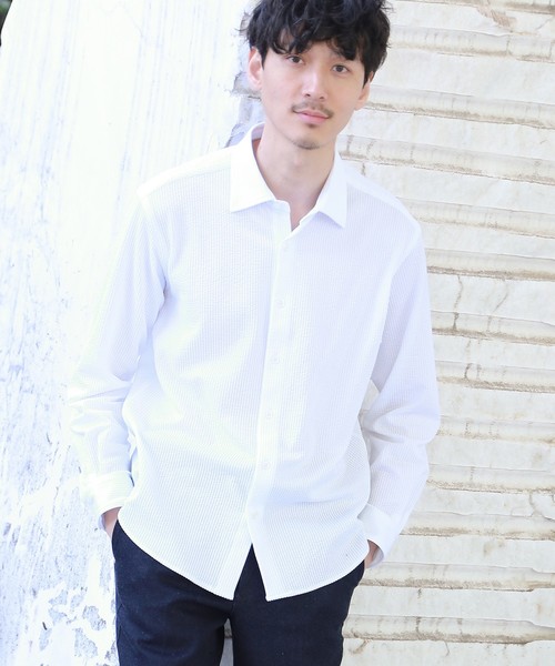 ファストファッション通販サイト セール シアサッカーシャツ メンズ シャツ ストレッチ ストライプ シャツ ブラウス Takeo Kikuchi タケオキクチ のファッション 販促 Zamera Co Mz