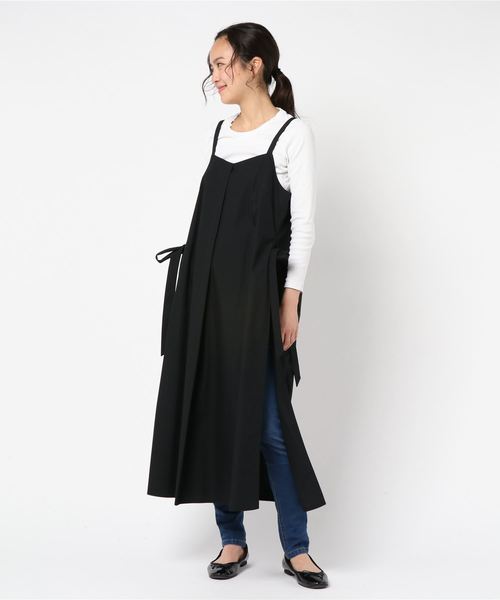 Ray BEAMS(レイビームス)の「Ray BEAMS / サイド スリット サロペット ワンピース(ワンピース・レディース・ブラック/ベージュ・ONE SIZE)」の7枚目の写真