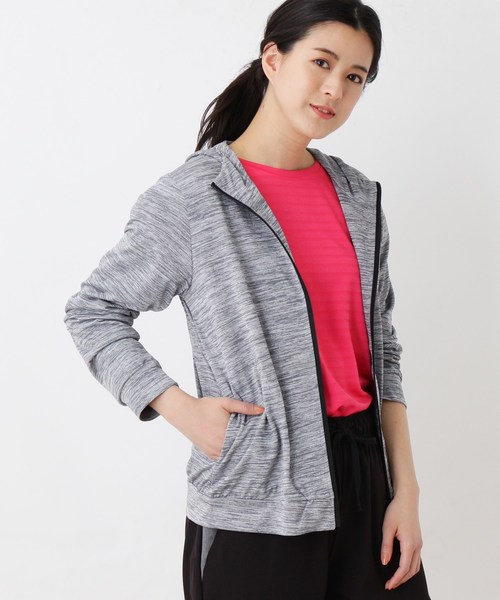 SHOO・LA・RUE(シューラルー)の「【UVカット・洗濯機OK】ストレッチジップパーカー(パーカー)」|ダークグレー