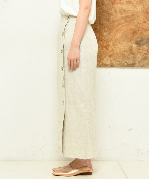 DouDou（ドゥドゥ）の「ボタンタイトスカート（スカート・レディース・ブラウン/ベージュ・36/38）」の8枚目の写真