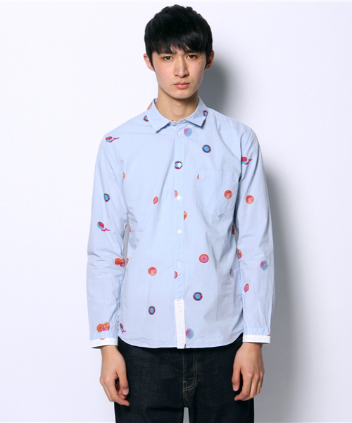 R.NEWBOLD（アールニューボールド）の「HALFTIME SHIRT/LS/145609（シャツ/ブラウス・メンズ・ホワイト/ブルー・LARGE/X-LARGE/MEDIUM/SMALL）」の3枚目の写真