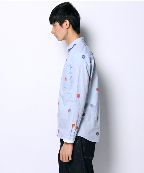R.NEWBOLD（アールニューボールド）の「HALFTIME SHIRT/LS/145609（シャツ/ブラウス・メンズ・ホワイト/ブルー・LARGE/X-LARGE/MEDIUM/SMALL）」の4枚目の写真