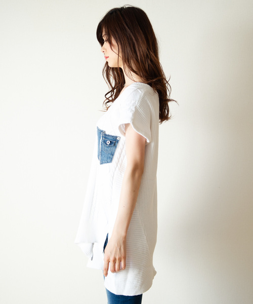 GGD SELECT（ジージーディー　セレクト）の「Roger&Raw/ケーブルデ二ポケノースリP/O（ニット/セーター・レディース・ホワイト/ベージュ/カーキ/杢グレー・M）」の12枚目の写真