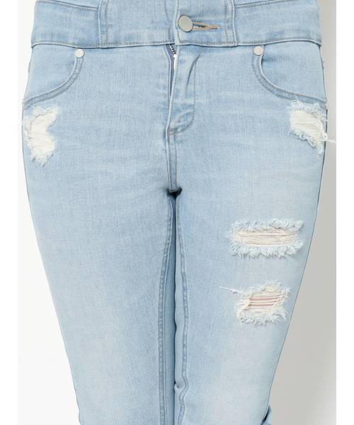 EMODA（エモダ）の「ヘムカットオフハイウエストパギンス（デニムパンツ・レディース・ライトブルー/ブラック/インディゴブルー・SMALL/MEDIUM/X-SMALL）」の13枚目の写真