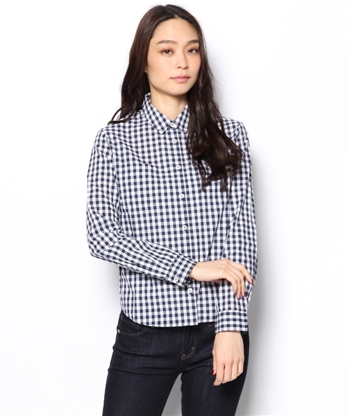 Denime（ドゥニーム）の「ギンガムチェックシャツ（シャツ/ブラウス・レディース・ブラック/ブルー/サックスブルー/ネイビー・FREE）」の3枚目の写真