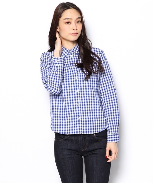 Denime（ドゥニーム）の「ギンガムチェックシャツ（シャツ/ブラウス・レディース・ブラック/ブルー/サックスブルー/ネイビー・FREE）」の4枚目の写真