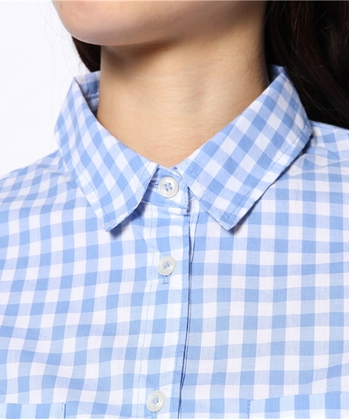 Denime（ドゥニーム）の「ギンガムチェックシャツ（シャツ/ブラウス・レディース・ブラック/ブルー/サックスブルー/ネイビー・FREE）」の10枚目の写真