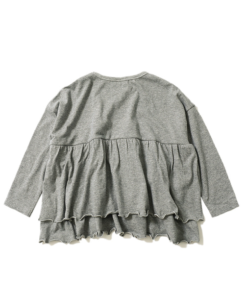 devirock(デビロック)の「ギャザーフリル長袖Tシャツ(Tシャツ/カットソー・キッズ・杢グレー/ラベンダー/モカ/ブラック・160cm/110cm/100cm/120cm/130cm/140cm/150cm)」の8枚目の写真