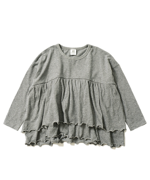 devirock(デビロック)の「ギャザーフリル長袖Tシャツ(Tシャツ/カットソー・キッズ・杢グレー/ラベンダー/モカ/ブラック・160cm/110cm/100cm/120cm/130cm/140cm/150cm)」の13枚目の写真
