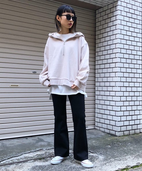 PAGEBOY(ページボーイ)の「ハーフジップウラケパーカー(パーカー・レディース・ブラック/オフホワイト/グリーン系その他/グレイッシュベージュ・FREE)」の16枚目の写真