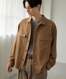 MONO-MART | TRストレッチ スーツ地 オーバーサイズ CPO チェック シャツ ジャケット/ドレープCPOシャツJKT(シャツ/ブラウス)