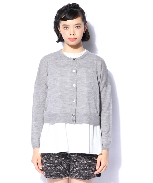 EDIT. FOR LULU（エディットフォールル）の「◆ショートボクシーカーディガン（ニット/セーター・レディース・グレー/グリーン/ネイビー/ピンク・FREE）」の5枚目の写真