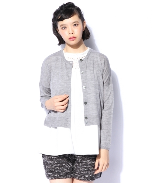 EDIT. FOR LULU（エディットフォールル）の「◆ショートボクシーカーディガン（ニット/セーター・レディース・グレー/グリーン/ネイビー/ピンク・FREE）」の10枚目の写真